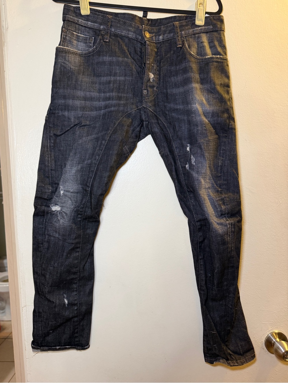 DSQUARED2 Slim Straight Dark Blue Distressed Jeans